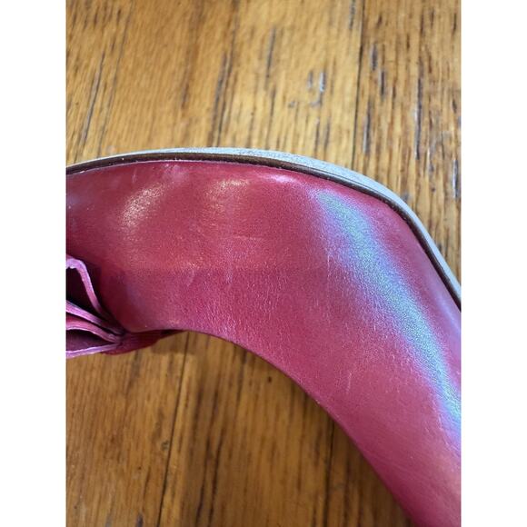J.Crew Collection Pumps Womens Size 7.5 Red Made in Italy Leather Bow Stiletto - Picture 7 of 10